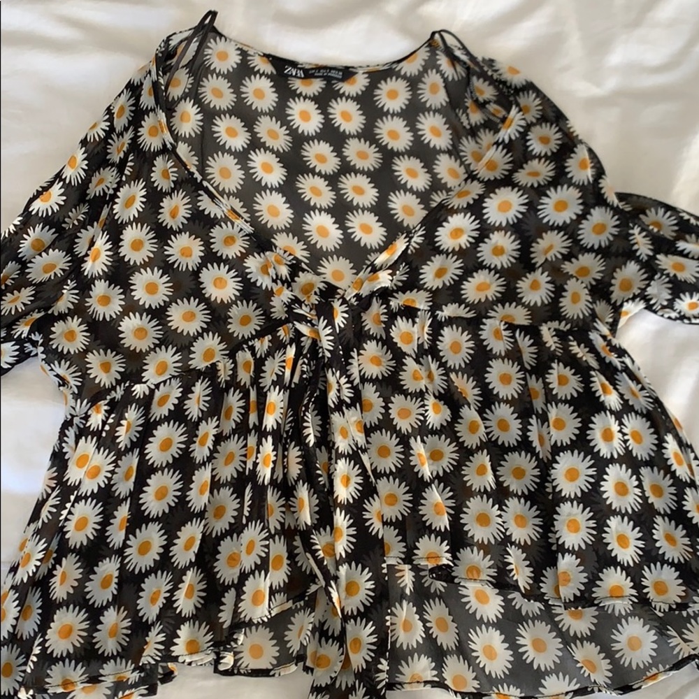Zara Floral Blouse with Tie